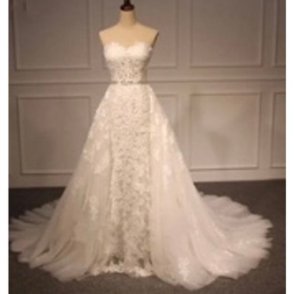 NWT Sophia Toli Wedding Dress Detachable Tulle Skirt Dream Dress Sz 6 Ivory - Picture 1 of 15